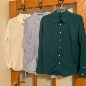 Collection of Women’s Classic Dress Shirt Set - White, Light Blue, and Teal